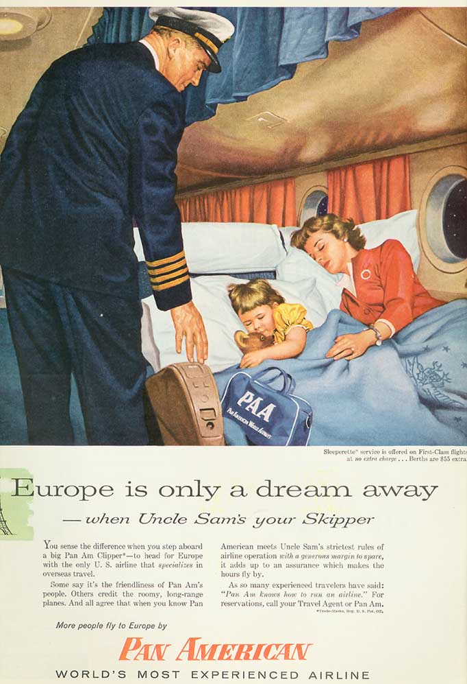 1950s A Pan Am ad comparing a Pan Am pilot to Uncle Sam.